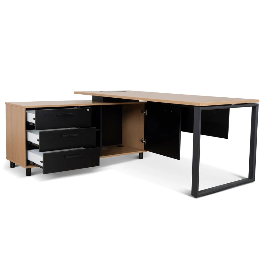 1.8m Executive Desk Left Return With Black Legs - Natural - Image 4