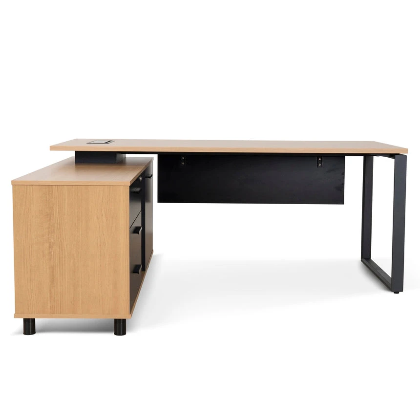 1.8m Executive Desk Left Return With Black Legs - Natural - Image 2