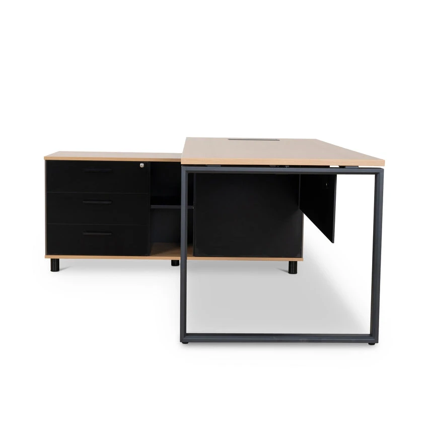 1.8m Executive Desk Left Return With Black Legs - Natural - Image 5