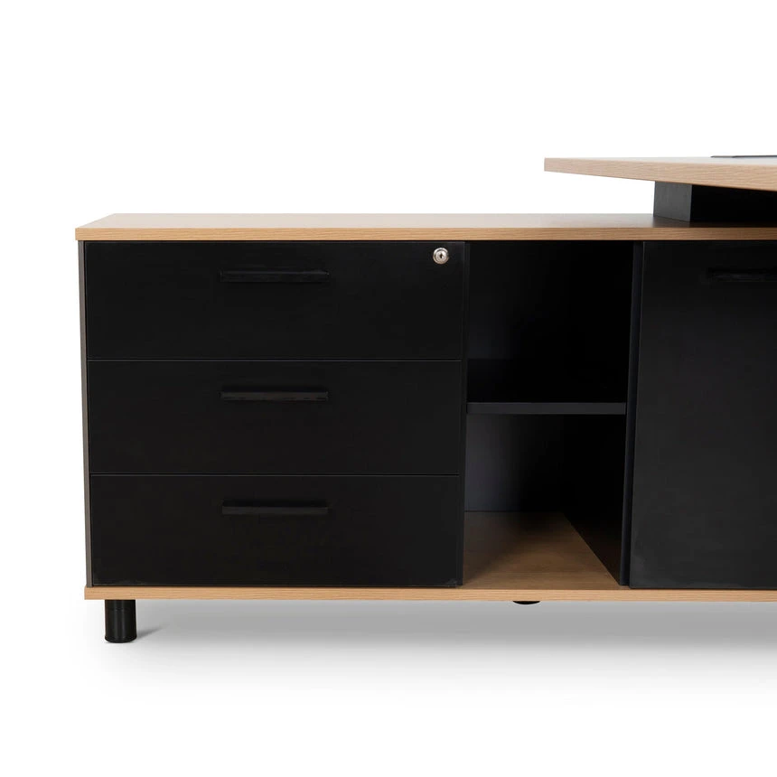 1.8m Executive Desk Left Return With Black Legs - Natural - Image 7