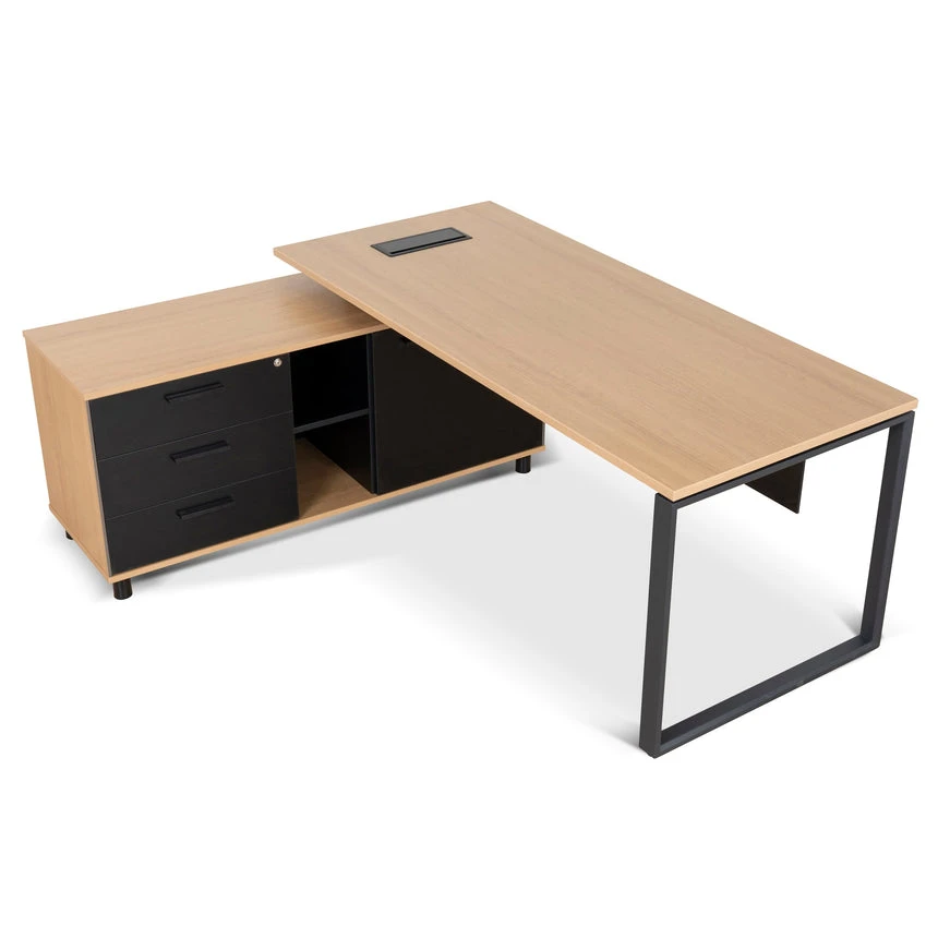 1.8m Executive Desk Left Return With Black Legs - Natural - Image 3
