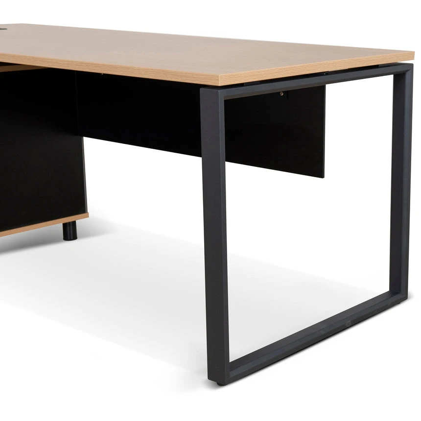 1.8m Executive Desk Left Return With Black Legs - Natural - Image 6