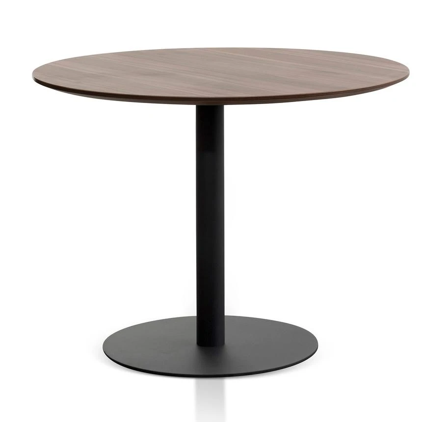 Round Office Meeting Table - Walnut With Black Base - Image 2
