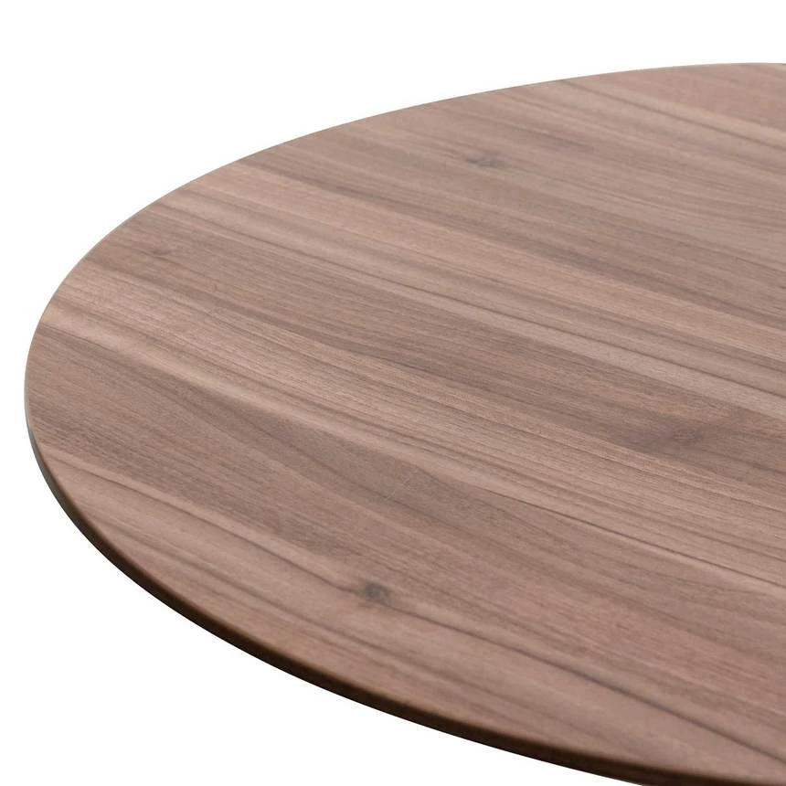 Round Office Meeting Table - Walnut With Black Base - Image 3