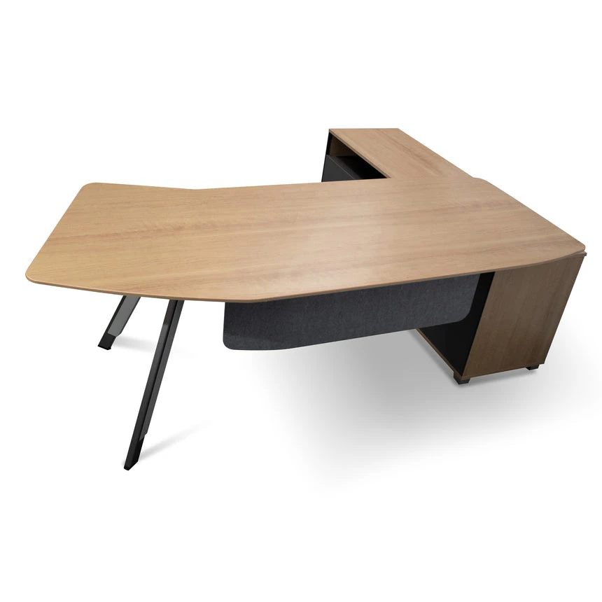 2.2m Left Return Grey Office Desk - Natural Top - Image 2