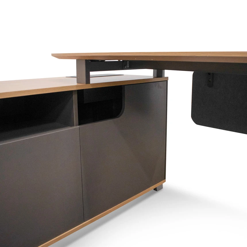 2.2m Left Return Grey Office Desk - Natural Top - Image 3