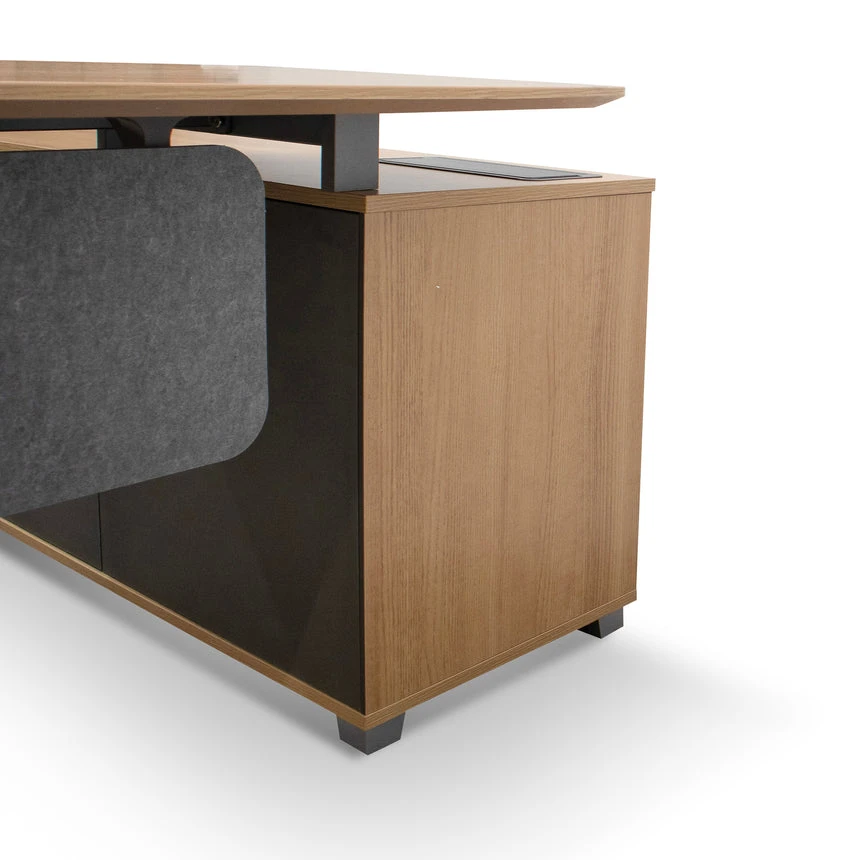 2.2m Left Return Grey Office Desk - Natural Top - Image 4