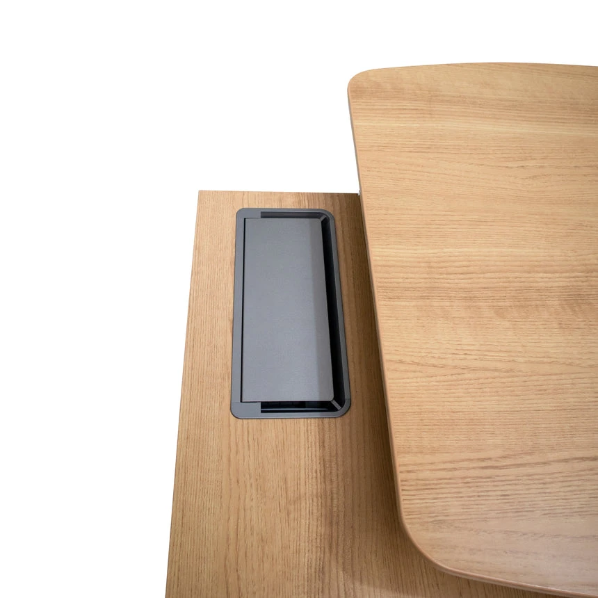 2.2m Left Return Grey Office Desk - Natural Top - Image 5