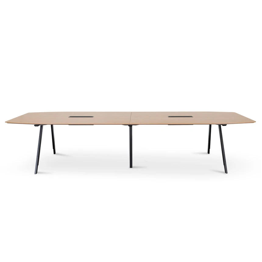 3.6m Natural Boardroom Meeting Table - Full Black Legs - Image 2