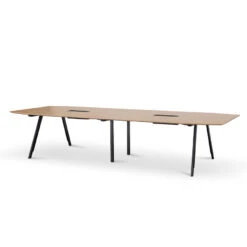 3.6m Natural Boardroom Meeting Table - Full Black Legs