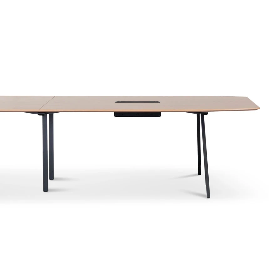 3.6m Natural Boardroom Meeting Table - Full Black Legs - Image 3