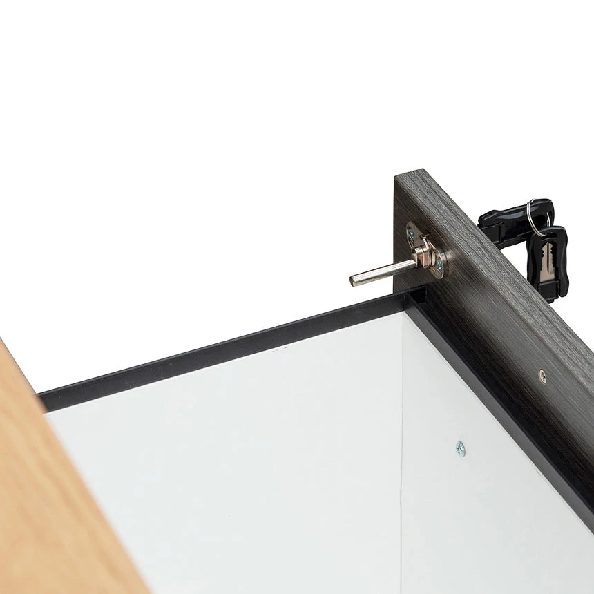 1.8m Left Return Office Desk - Black With Natural Top - Image 7