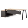 1.8m Right Return Office Desk - Black With Natural Top