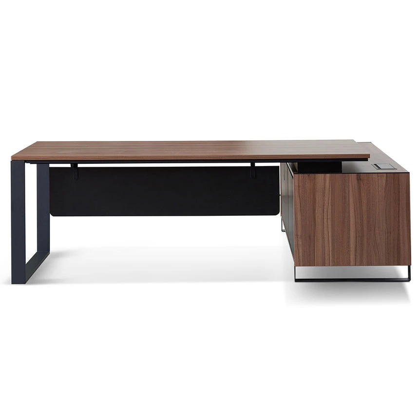 2.3m Left Return Office Desk - Walnut - Image 2