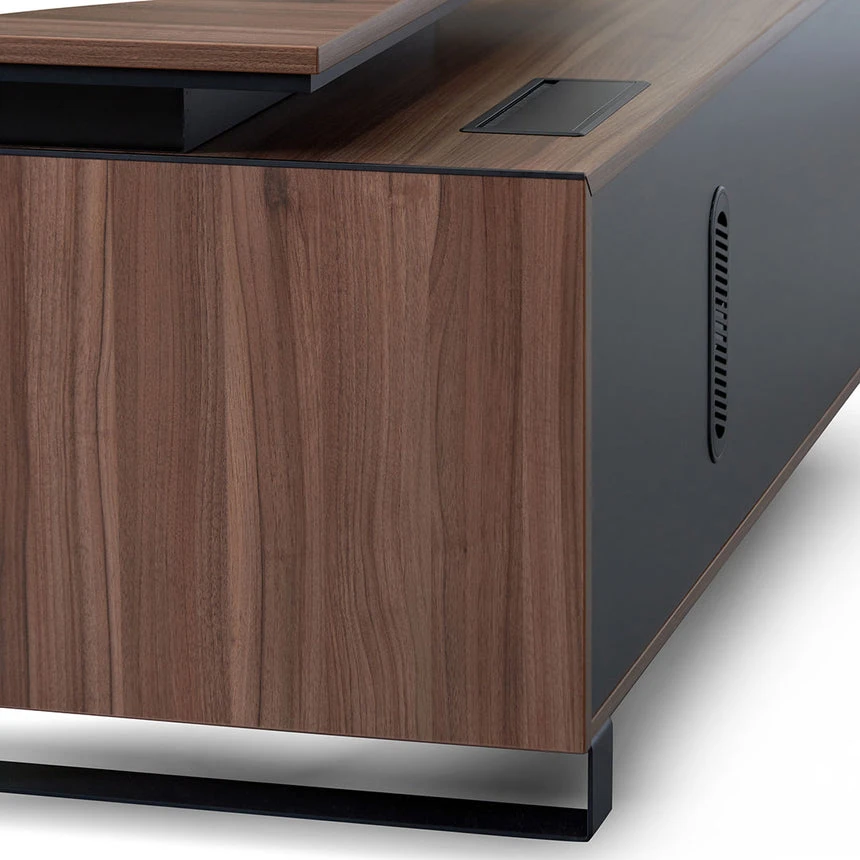 2.3m Left Return Office Desk - Walnut - Image 7