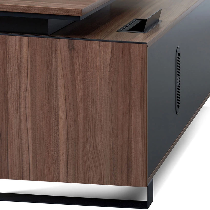 2.3m Left Return Office Desk - Walnut - Image 8