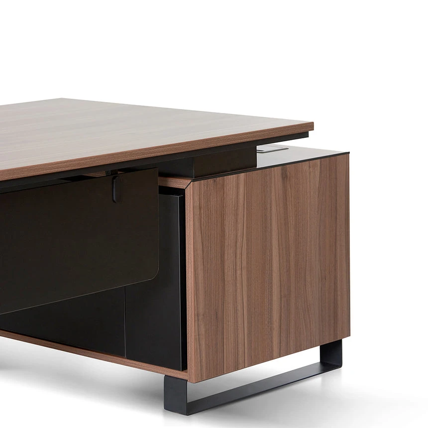 2.3m Left Return Office Desk - Walnut - Image 10