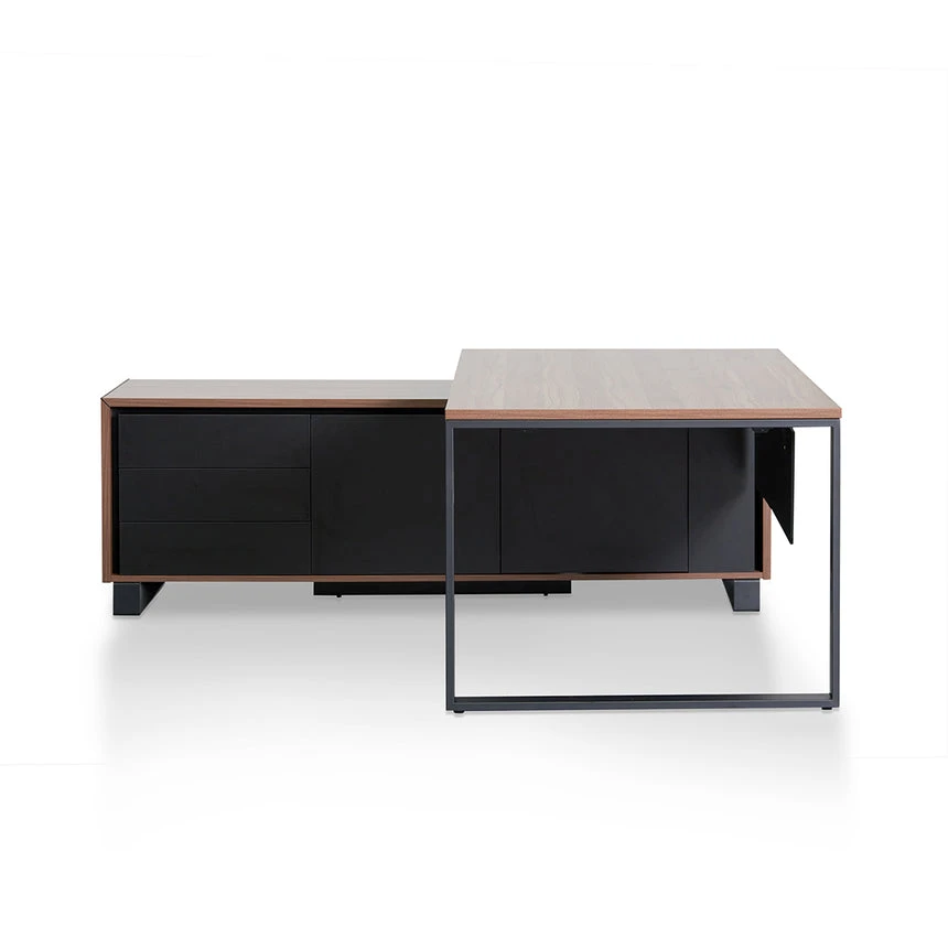 2.3m Left Return Office Desk - Walnut - Image 3