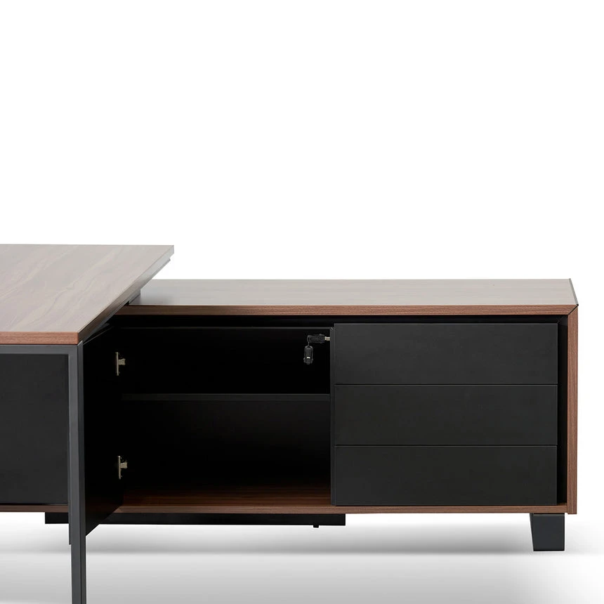 2.3m Right Return Office Desk - Walnut - Image 9