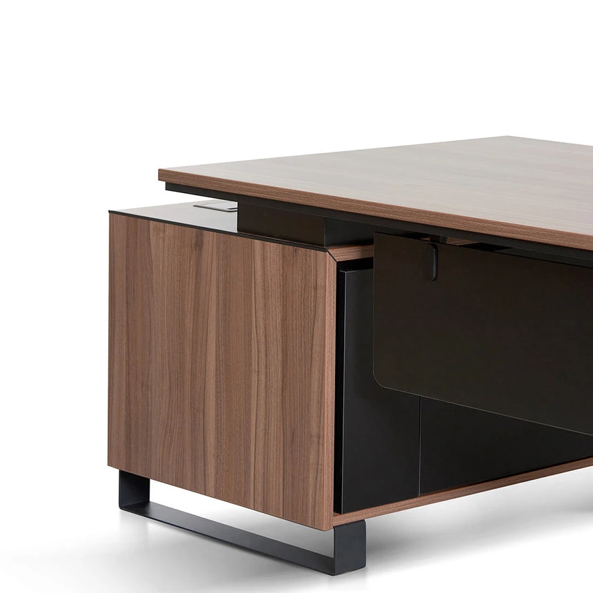 2.3m Right Return Office Desk - Walnut - Image 5
