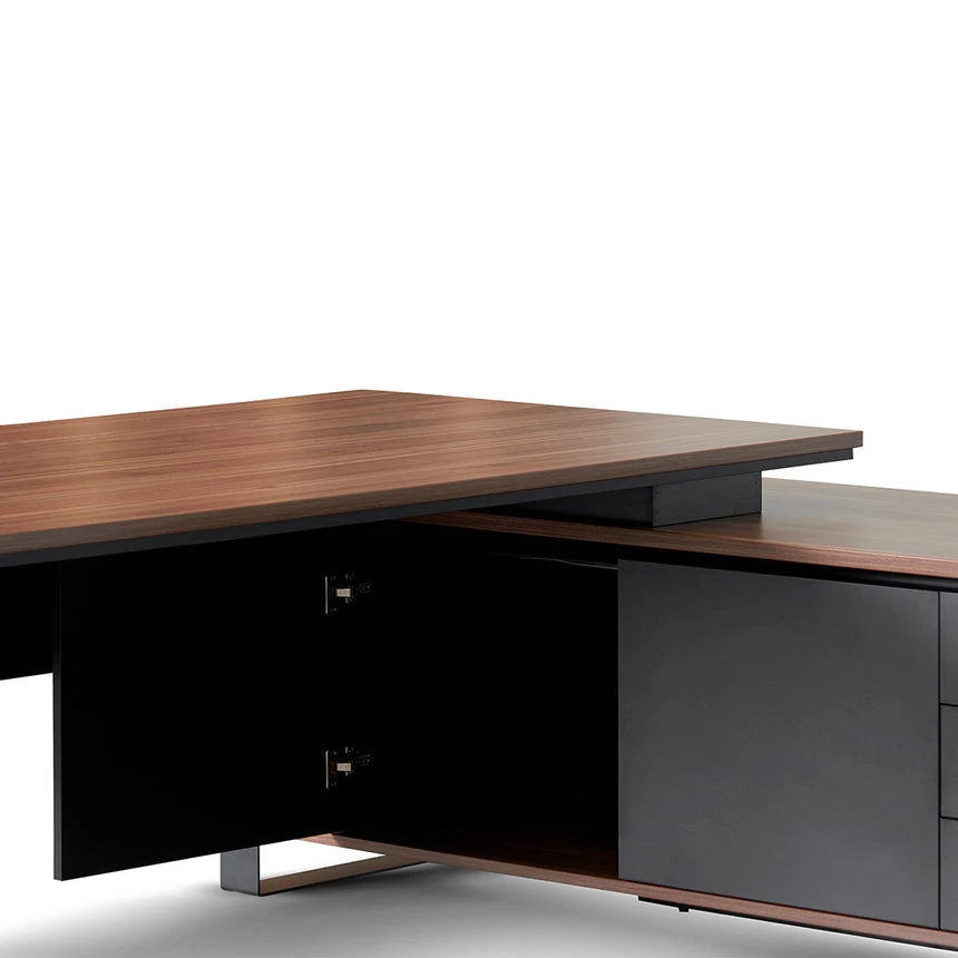 2.3m Right Return Office Desk - Walnut - Image 7