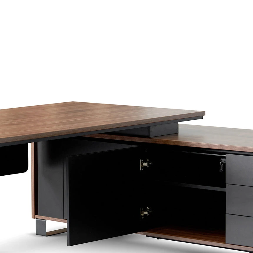 2.3m Right Return Office Desk - Walnut - Image 8