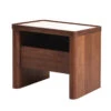 Glass Top Bedside Table - Walnut
