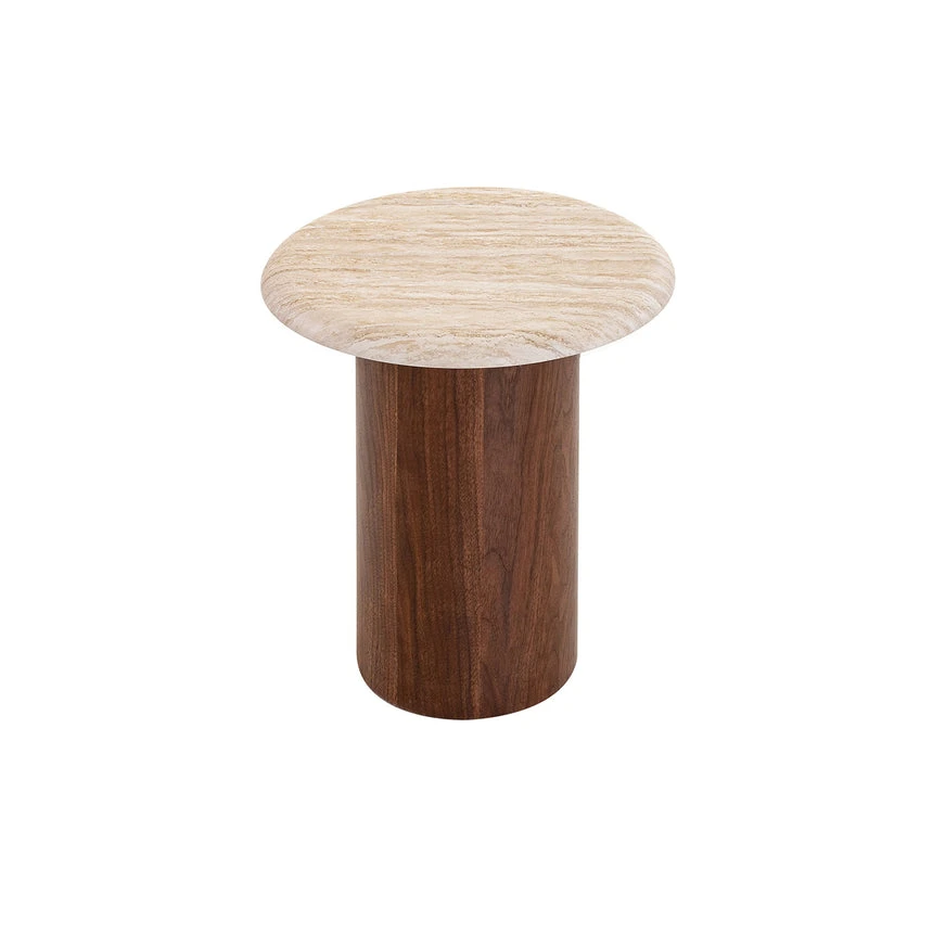 Walnut Side Table - Stone Look Beige 1 Walnut Side Table - Stone Look Beige