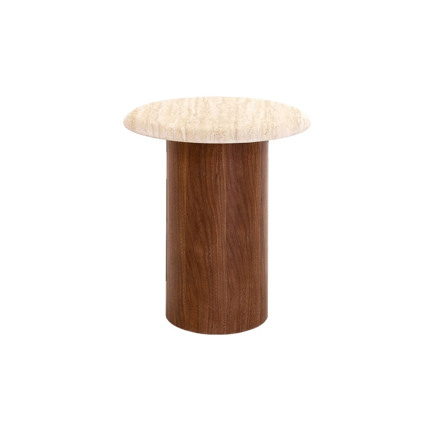 Walnut Side Table - Stone Look Beige 2 Walnut Side Table - Stone Look Beige - Image 2
