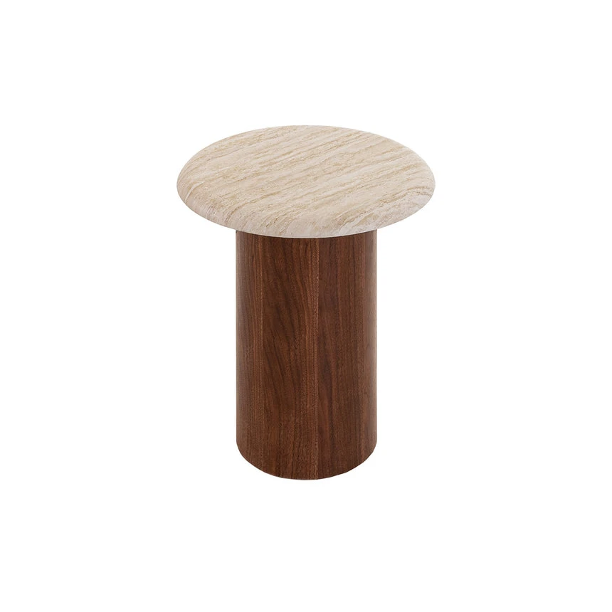 Walnut Side Table - Stone Look Beige 3 Walnut Side Table - Stone Look Beige - Image 3