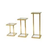 Set Of 3 Glass Side Table - Gold Base