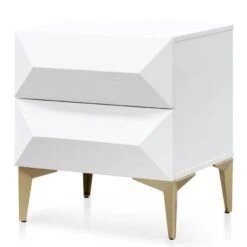 Wooden Side Table - White With Gold Legs
