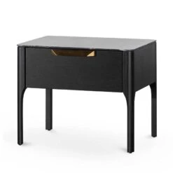 Bedside Table - Black With Porcelain Marble Top
