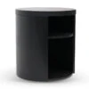 Round Wooden Bedside Table - Black Mountain