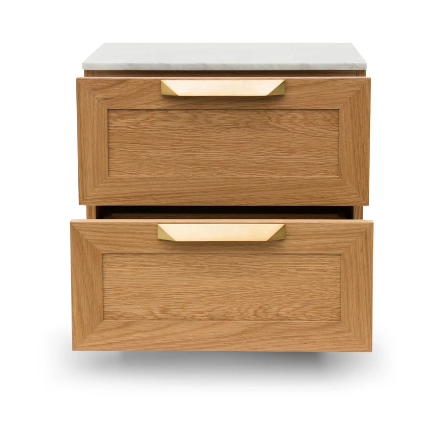 Bedside Table - Natural With Marble Top - Image 2