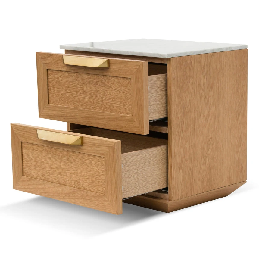 Bedside Table - Natural With Marble Top - Image 3