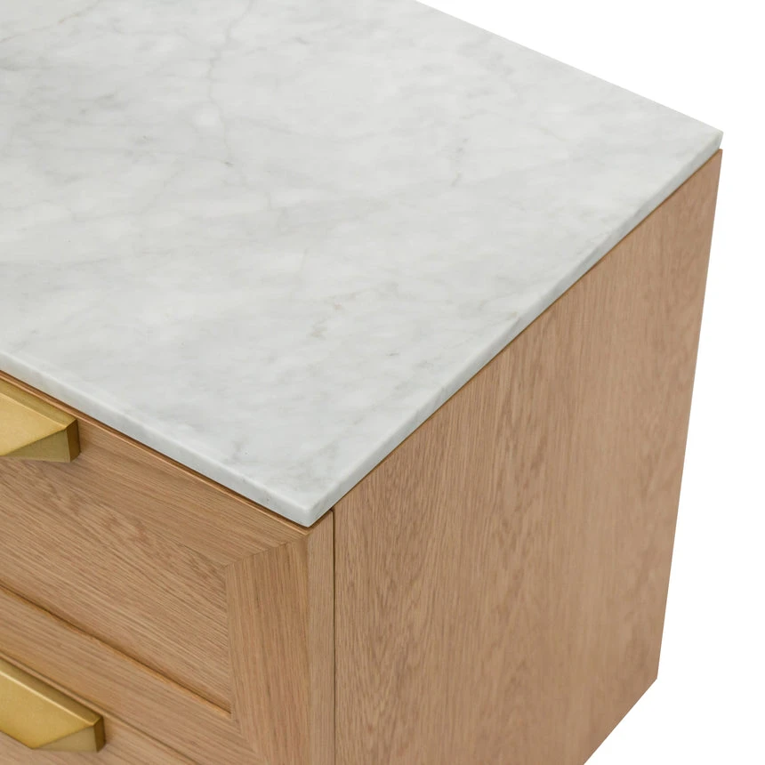 Bedside Table - Natural With Marble Top - Image 7