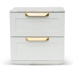 Bedside Table - White With Marble Top