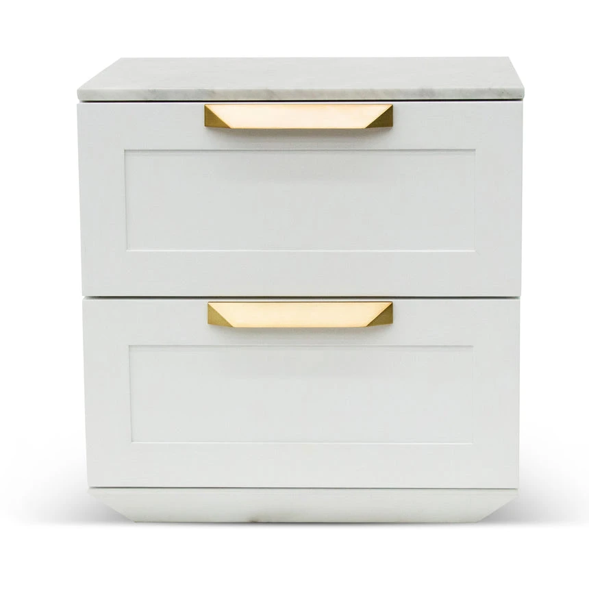 Bedside Table - White With Marble Top