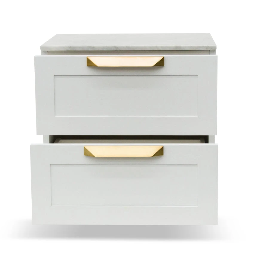 Bedside Table - White With Marble Top - Image 2