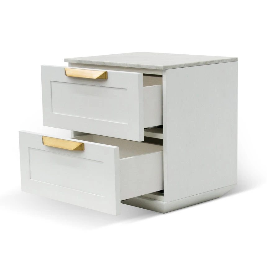 Bedside Table - White With Marble Top - Image 3