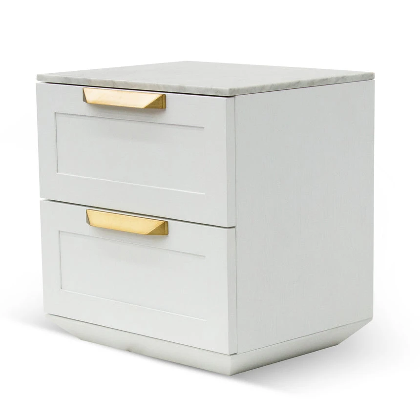 Bedside Table - White With Marble Top - Image 4