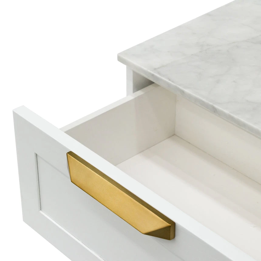 Bedside Table - White With Marble Top - Image 7