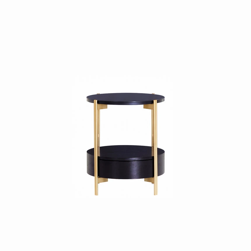 Black And Gold 1 Drawer Side Table - Image 3