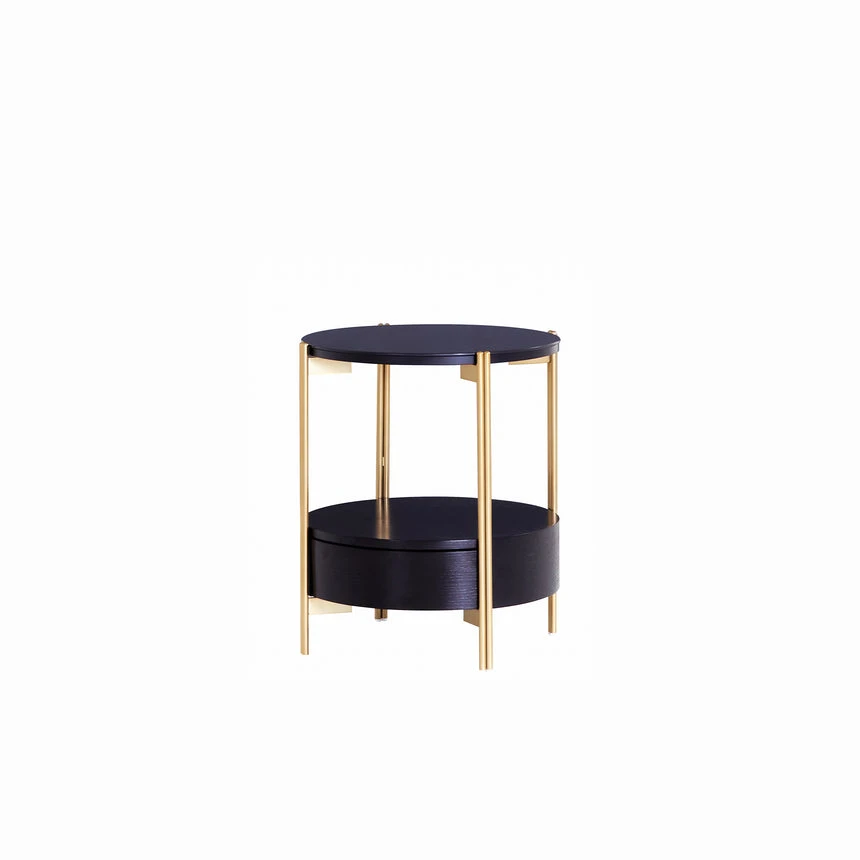 Black And Gold 1 Drawer Side Table
