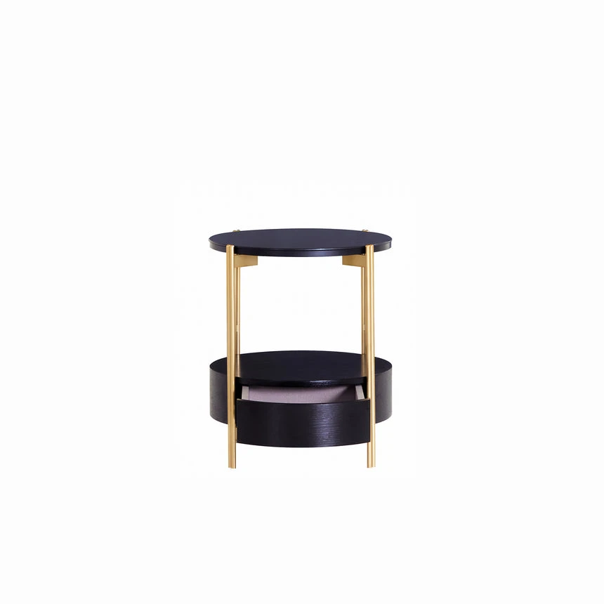 Black And Gold 1 Drawer Side Table - Image 4