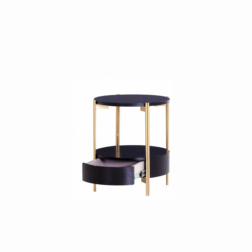 Black And Gold 1 Drawer Side Table - Image 2
