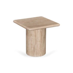 42cm Travertine Top Side Table - Natural