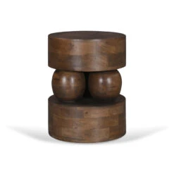 40cm Round Side Table - Walnut