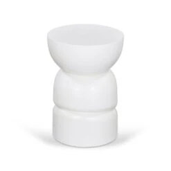 38cm Round Side Table - White